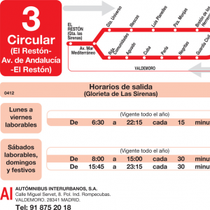 Horario de ida Línea L-3 Valdemoro Autobuses Urbanos