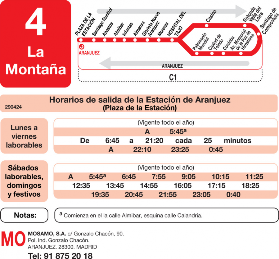 Horario de ida