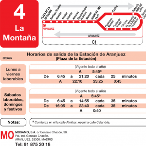 Horario de ida Línea L-4 Aranjuez Autobuses Urbanos