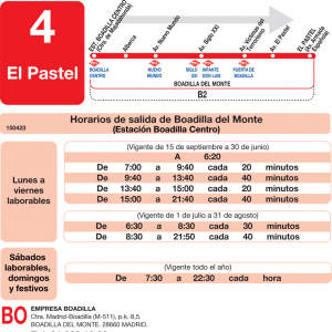 Horario de ida Línea L-4 Boadilla del Monte Autobuses Urbanos