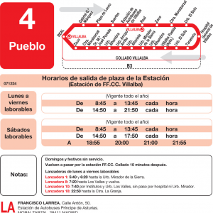 Horario de ida Línea L-4 Collado-Villalba Autobuses Urbanos