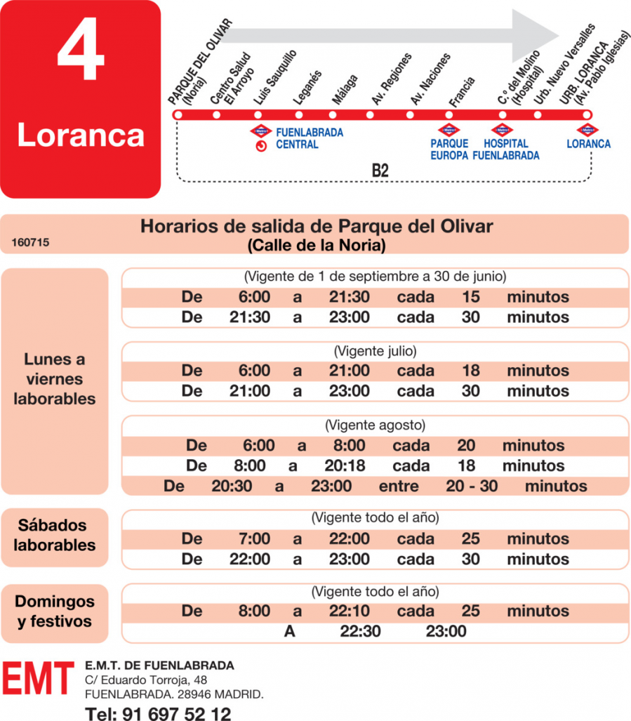 Horario de ida