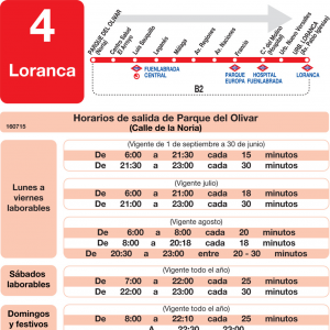 Horario de ida Línea L-4 Fuenlabrada Autobuses Urbanos
