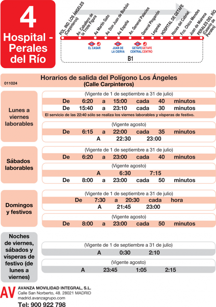 Horario de ida