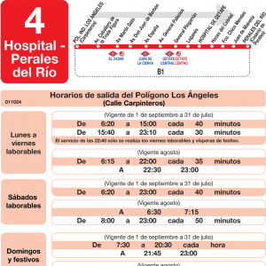 Horario de ida Línea L-4 Getafe Autobuses Urbanos