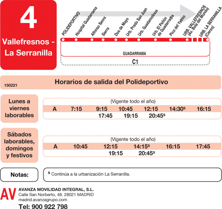 Horario de ida