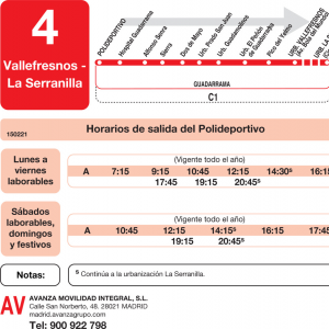 Horario de ida Línea L-4 Guadarrama Autobuses Urbanos