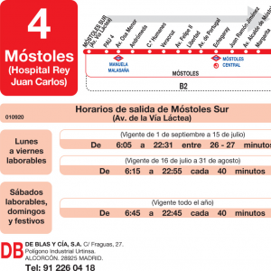Horario de ida Línea L-4 Móstoles Autobuses Urbanos
