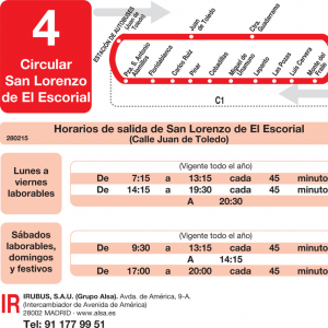 Horario de ida Línea L-4 El Escorial Autobuses Urbanos
