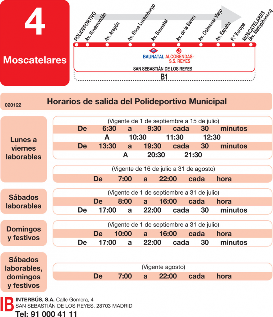 Horario de ida