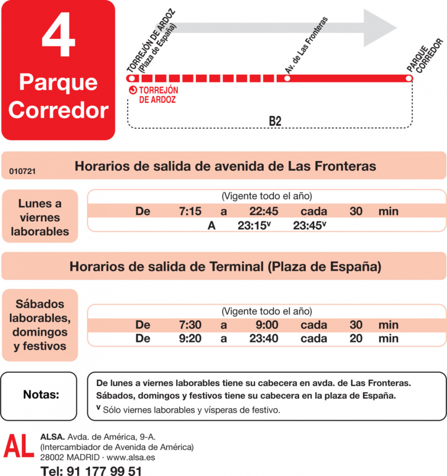 Horario de ida