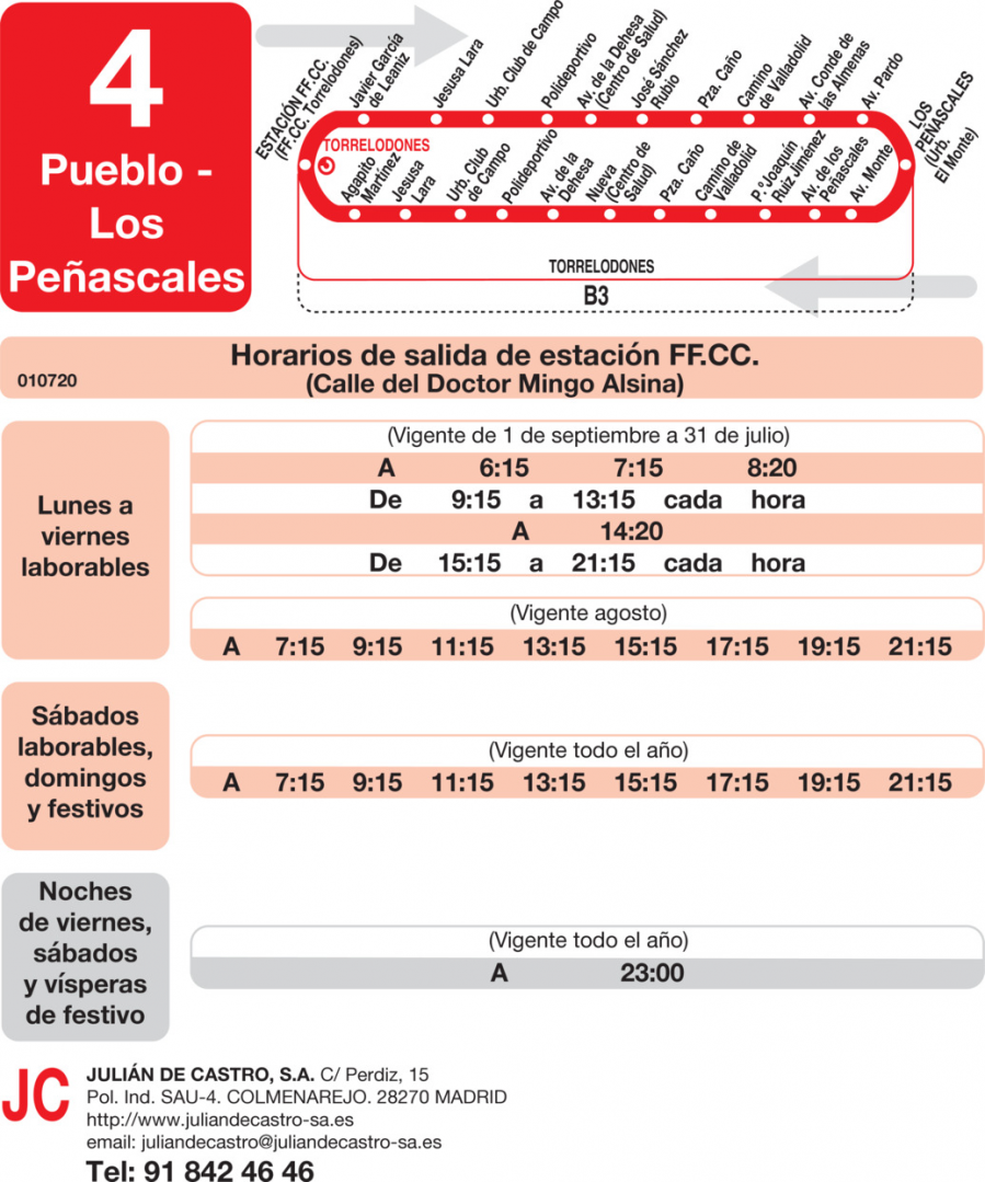 Horario de ida