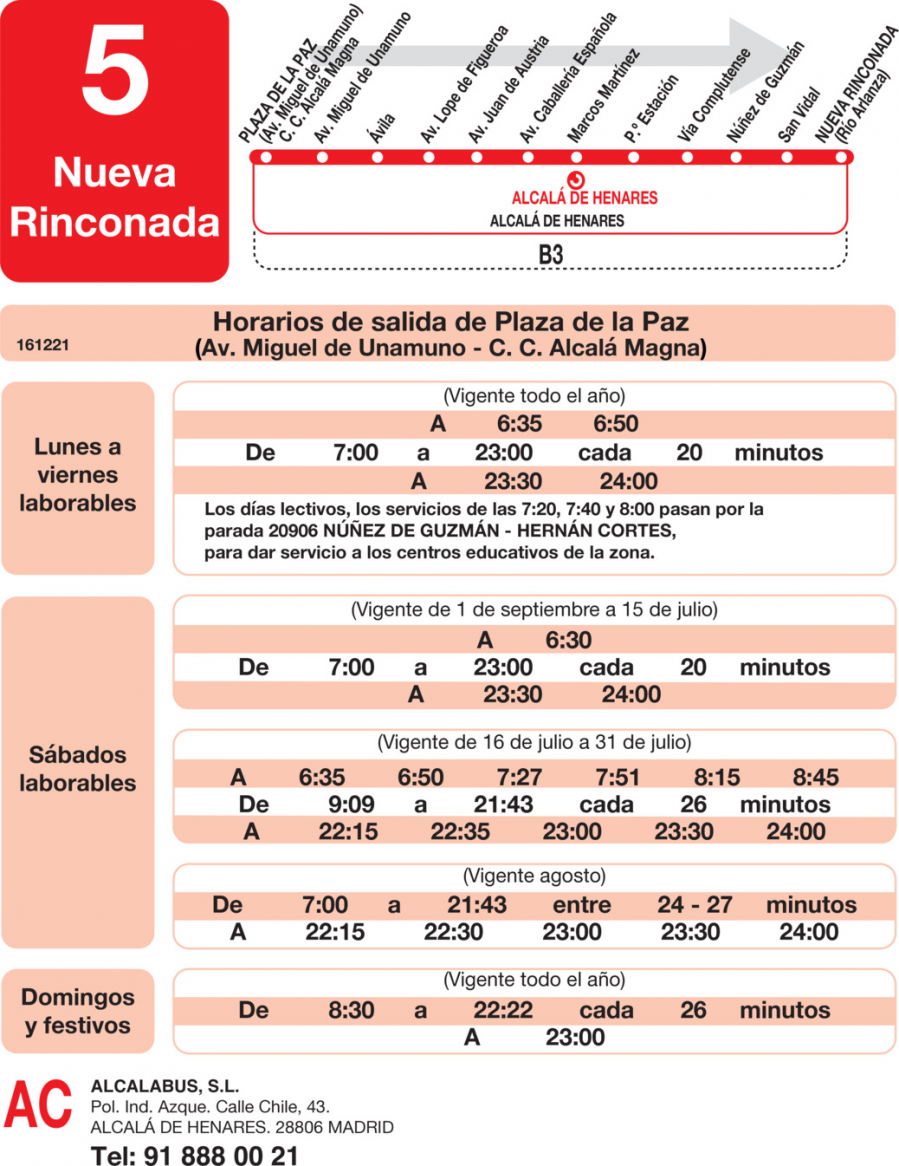 Horario de ida