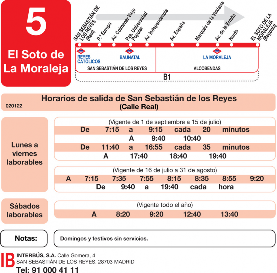 Horario de ida