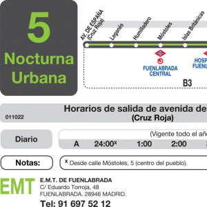 Horario de ida Línea L-5 Fuenlabrada Autobuses Urbanos