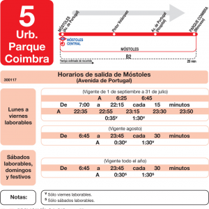 Horario de ida Línea L-6 Móstoles Autobuses Urbanos