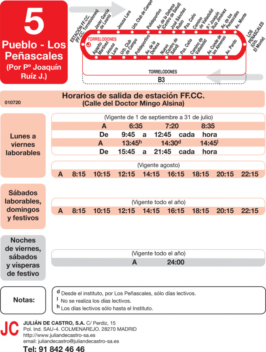 Horario de ida