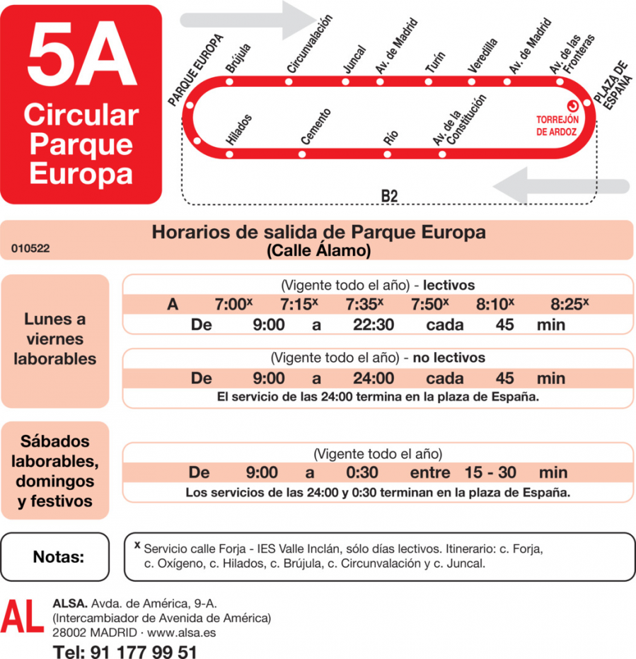 Horario de ida