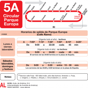 Horario de ida Línea L-5A Torrejón de Ardoz Autobuses Urbanos