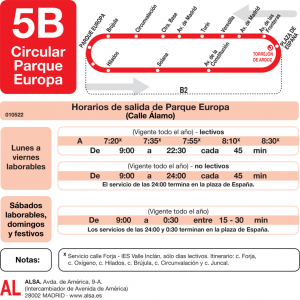 Horario de ida Línea L-5B Torrejón de Ardoz Autobuses Urbanos