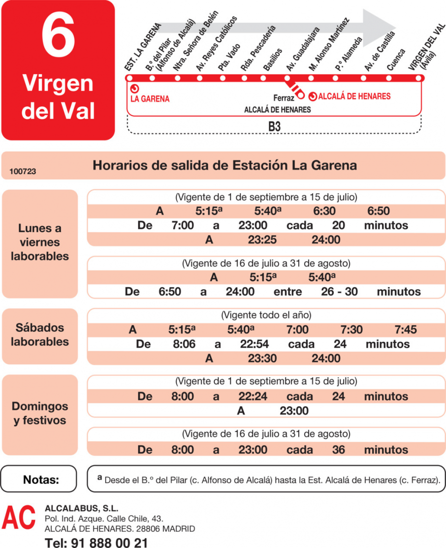 Horario de ida