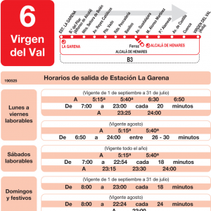 Horario de ida Línea L-6 Alcalá de Henares Autobuses Urbanos