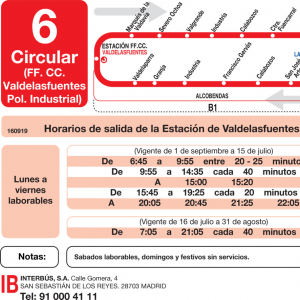 Horario de ida Línea L-6 Alcobendas Autobuses Urbanos