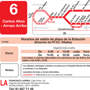 Horario de ida Línea L-6 Collado-Villalba Autobuses Urbanos