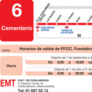 Horario de ida Línea L-6 Fuenlabrada Autobuses Urbanos