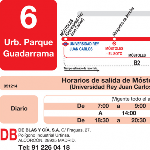 Horario de ida Línea L-6 Móstoles Autobuses Urbanos