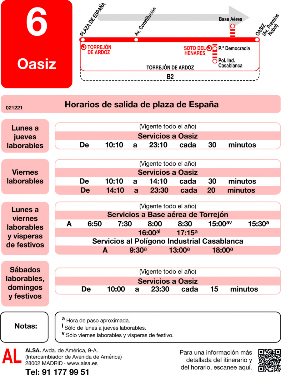 Horario de ida