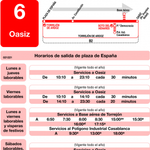 Horario de ida Línea L-6 Torrejón de Ardoz Autobuses Urbanos