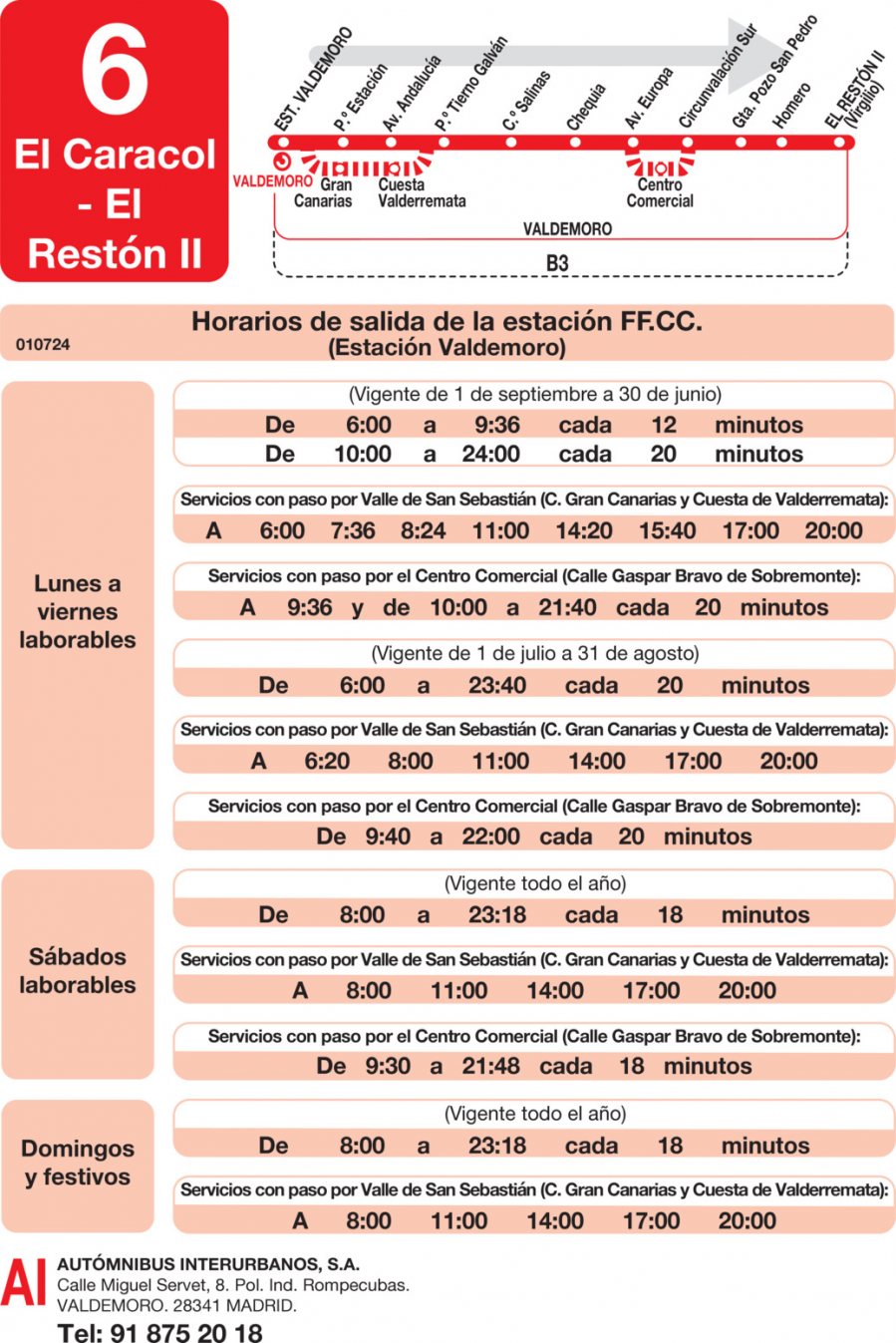 Horario de ida