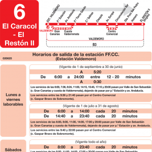 Horario de ida Línea L-6 Valdemoro Autobuses Urbanos
