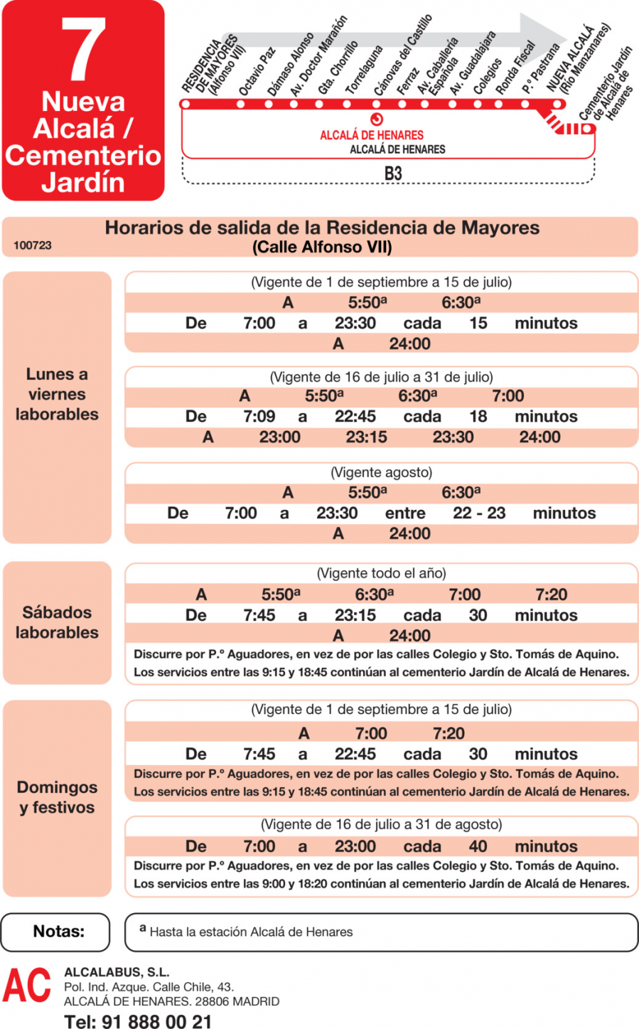 Horario de ida