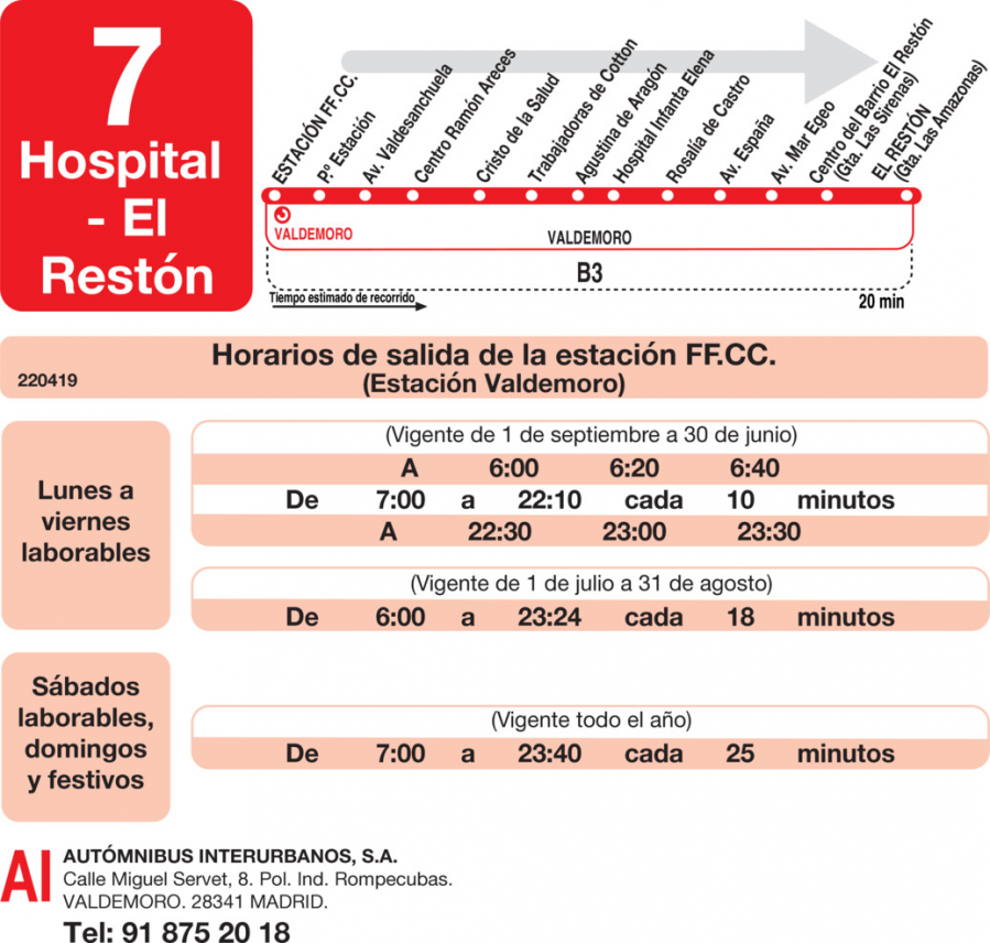 Horario de ida