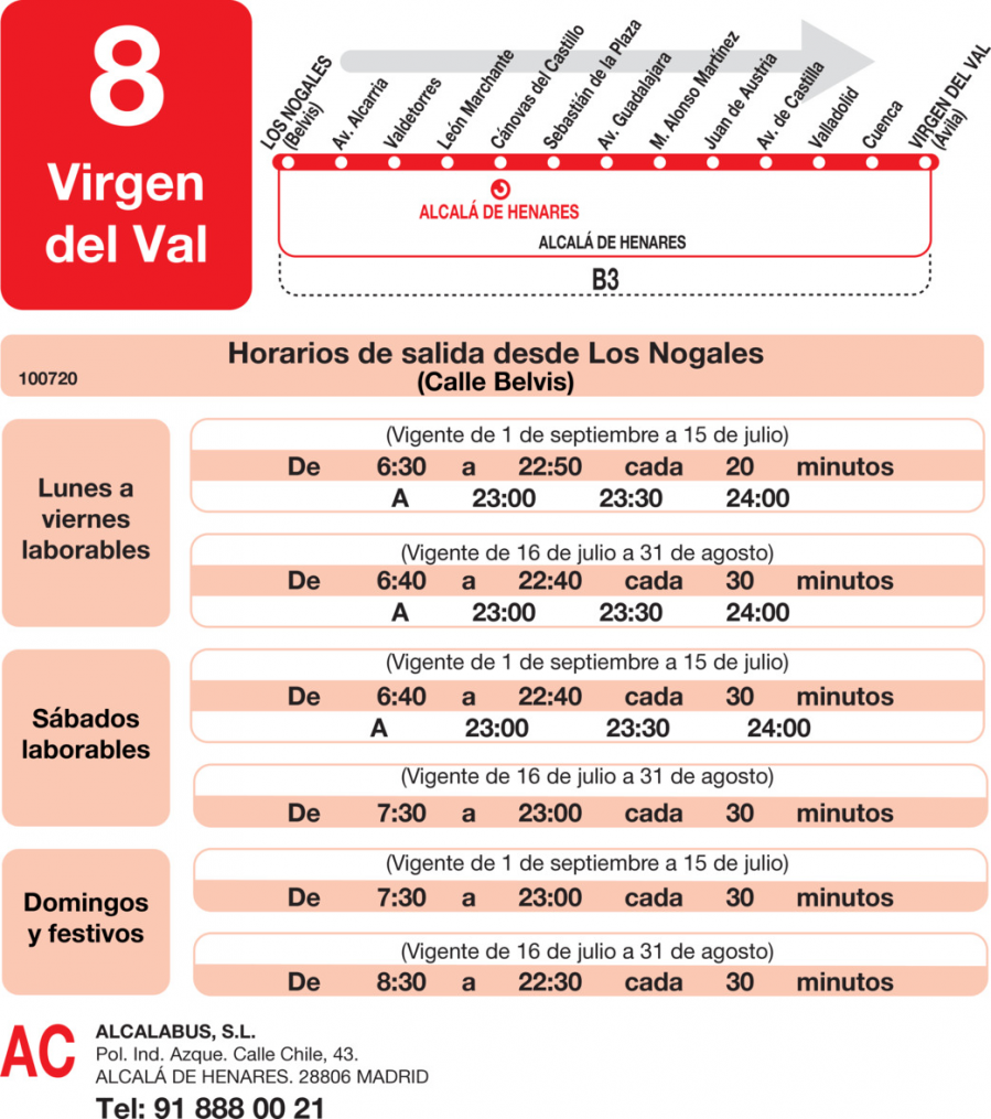 Horario de ida