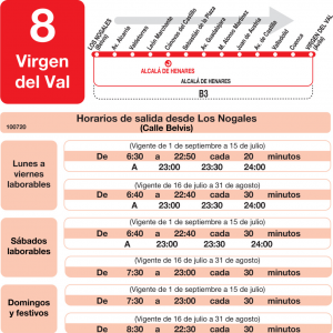 Horario de ida Línea L-8 Alcalá de Henares Autobuses Urbanos