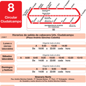 Horario de ida Línea L-8 Ciudalcampo Autobuses Urbanos