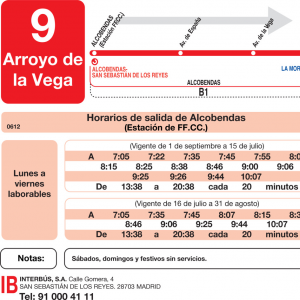Horario de ida Línea L-9 Alcobendas Autobuses Urbanos