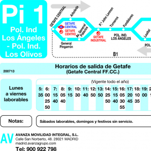 Horario de ida Línea Pi-1 Getafe Autobuses Urbanos