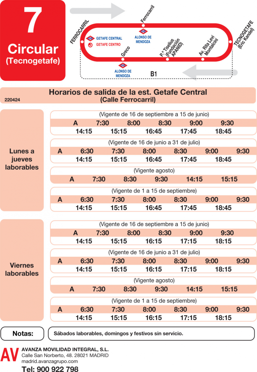 Horario de ida