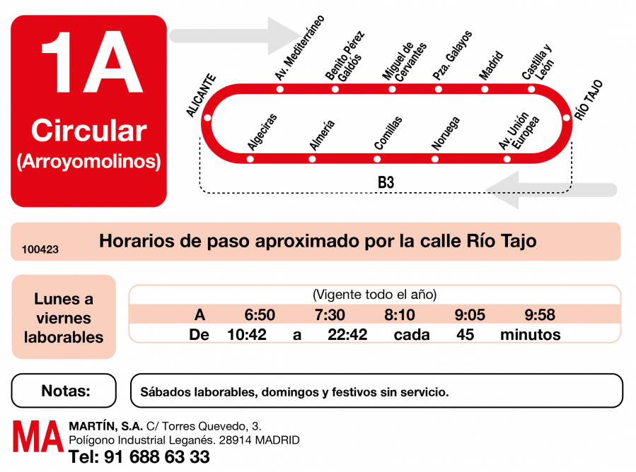 Horario de vuelta