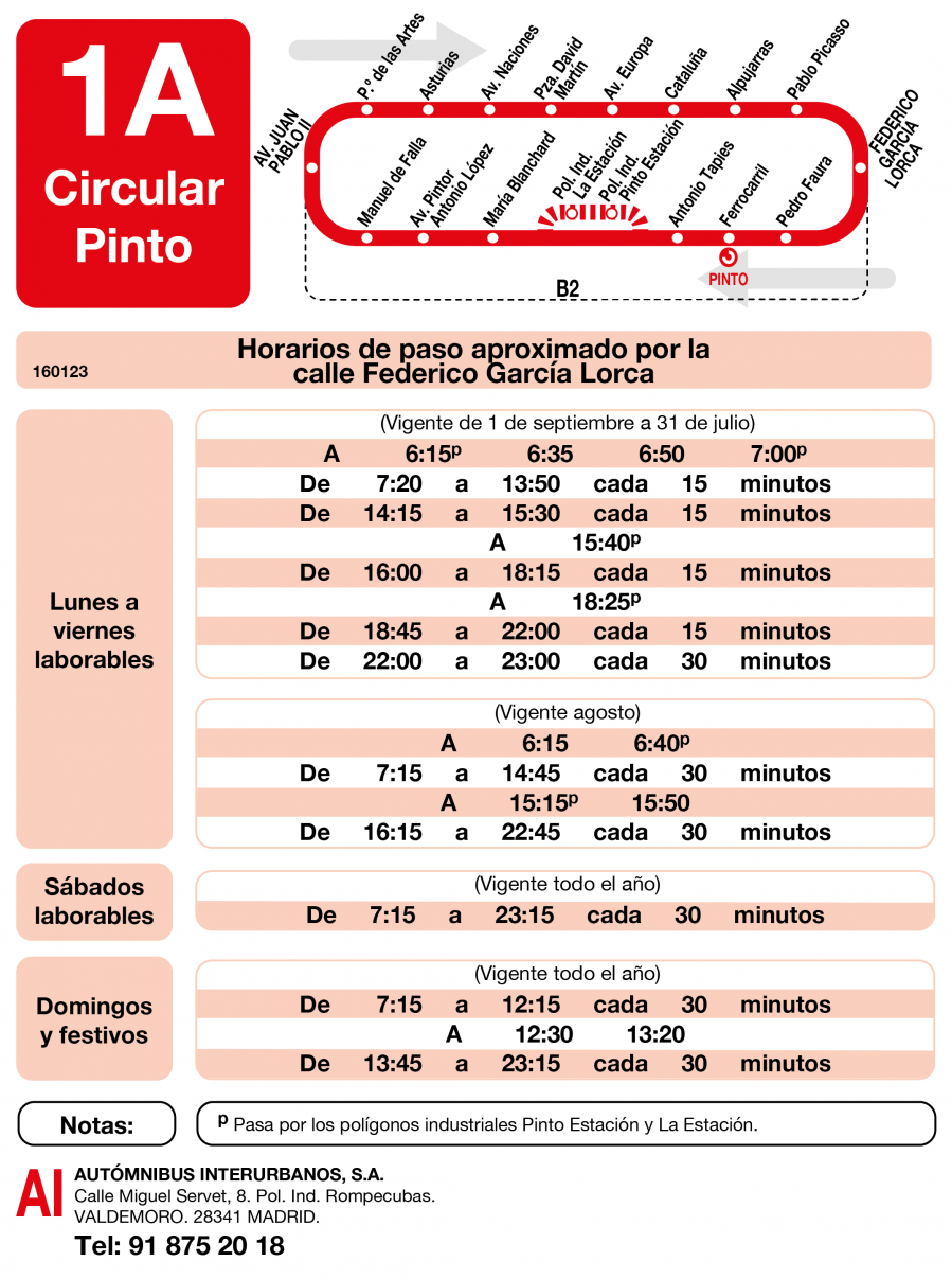 Horario de vuelta