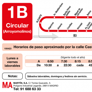 Horario de vuelta Línea L-1B Arroyomolinos Autobuses Urbanos