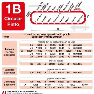 Horario de vuelta Línea L-1B Pinto Autobuses Urbanos