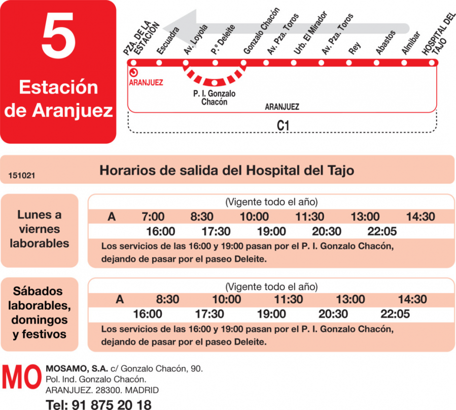 Horario de vuelta