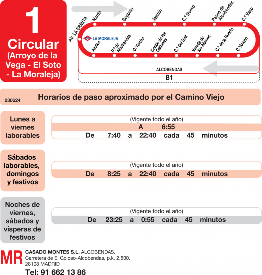 Horario de vuelta