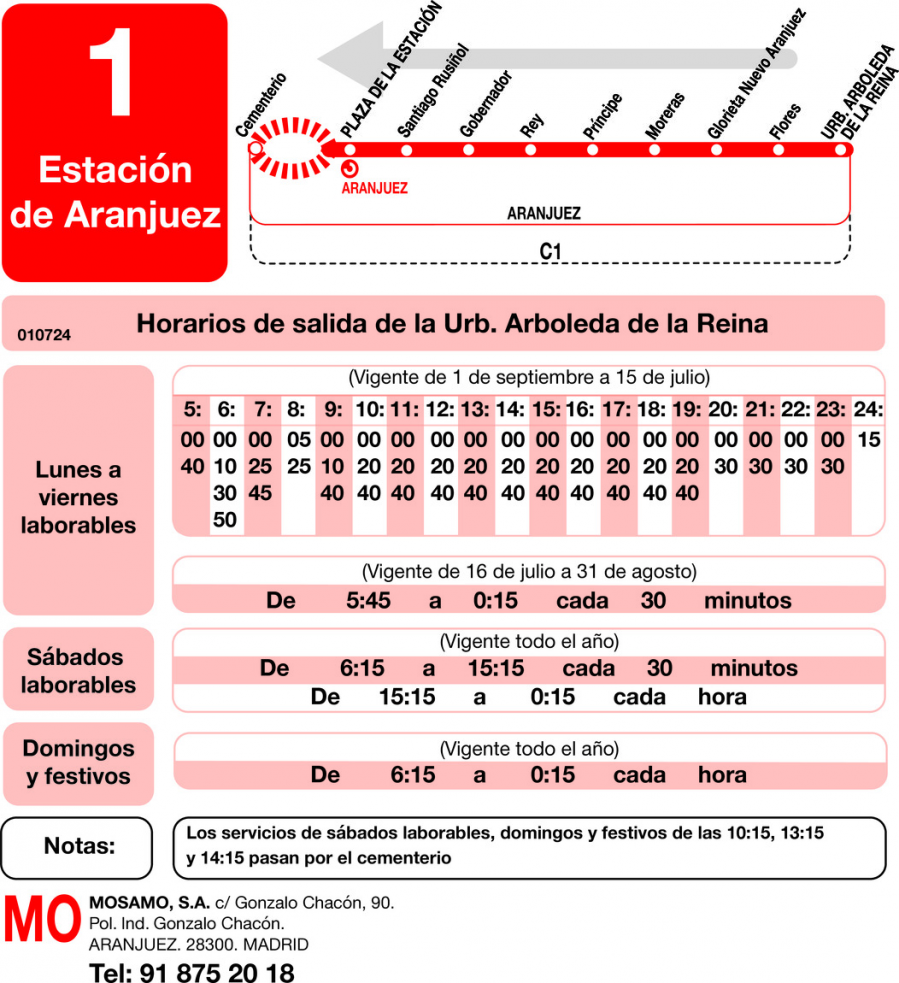 Horario de vuelta