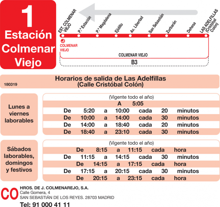 Horario de vuelta